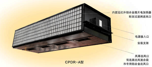 CPDR-A Concealed Top Blowing Electric Heated Air Curtain