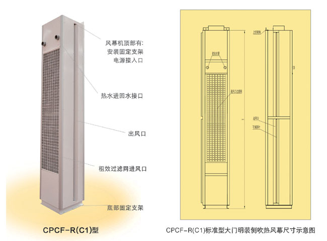 CPCF-R(C1) Series Side Blowing Hot Water Heated Air Curtain
